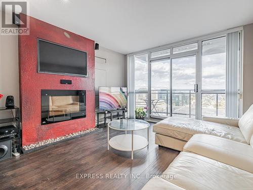 1800 - 33 Sheppard Avenue E, Toronto, ON - Indoor Photo Showing Living Room With Fireplace