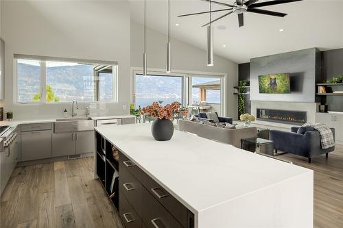 3630 Boxwood Road, Kelowna, BC - Indoor Photo Showing Kitchen With Fireplace