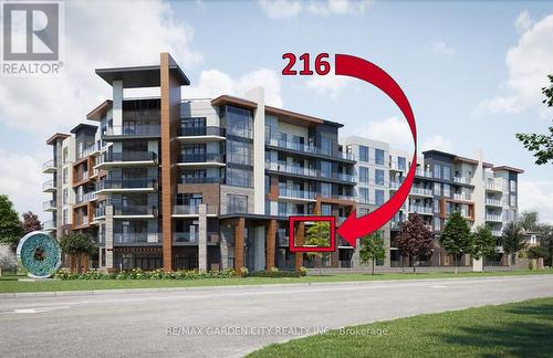 216 - 600 North Service Road, Hamilton, ON - Outdoor With Balcony With Facade