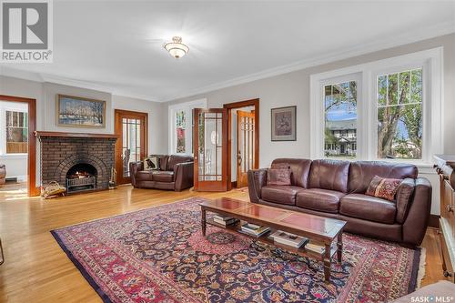 1032 University Drive, Saskatoon, SK - Indoor Photo Showing Living Room With Fireplace