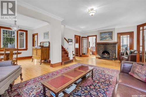 1032 University Drive, Saskatoon, SK - Indoor Photo Showing Living Room With Fireplace