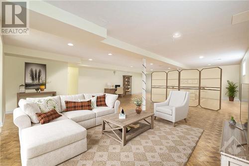 Virtually staged in-law/nanny suite area - 4 Timbercrest Ridge, Ottawa, ON - Indoor Photo Showing Living Room