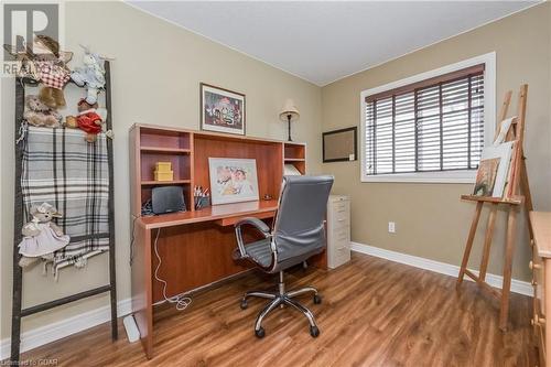 Office area featuring wood-type flooring - 43 Marr Drive, Elora, ON - Indoor Photo Showing Office