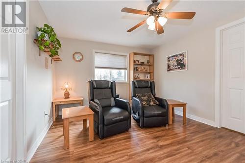 Sitting room featuring wood-type flooring and ceiling fan - 43 Marr Drive, Elora, ON - Indoor Photo Showing Other Room