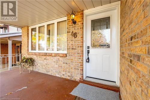 Doorway to property featuring a porch - 46 Mark Place, Hamilton, ON 