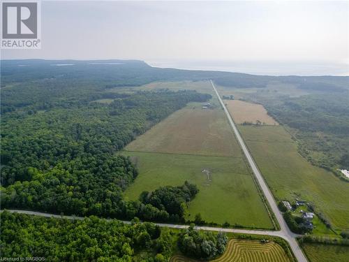 View looking East at the 200 acres. 100 acres is below drone. - Lot 36, 36-37 Conc 6-7, Northern Bruce Peninsula, ON 