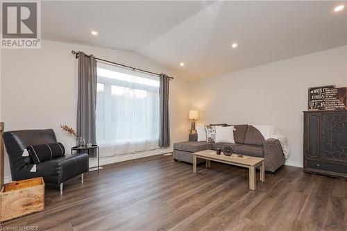 Plenty of natural light with vaulted ceilings - 46 Oakridge Estates, Corbeil, ON - Indoor Photo Showing Living Room