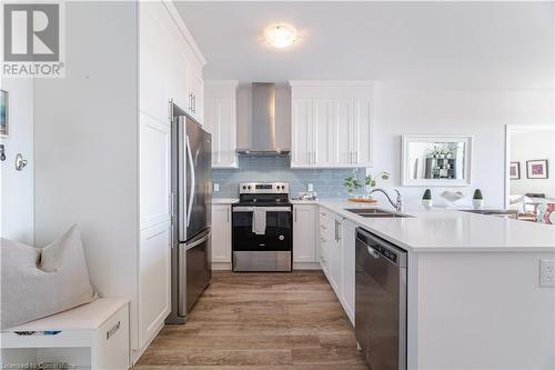 1 Redfern Street Unit# 409, Hamilton, ON - Indoor Photo Showing Kitchen With Stainless Steel Kitchen With Double Sink With Upgraded Kitchen