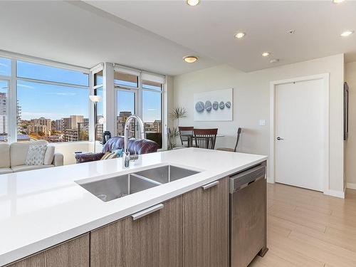 1403-728 Yates St, Victoria, BC - Indoor Photo Showing Kitchen With Double Sink