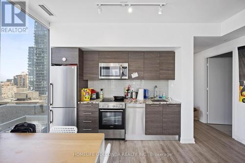 2702 - 28 Wellesley Street E, Toronto, ON - Indoor Photo Showing Kitchen With Stainless Steel Kitchen