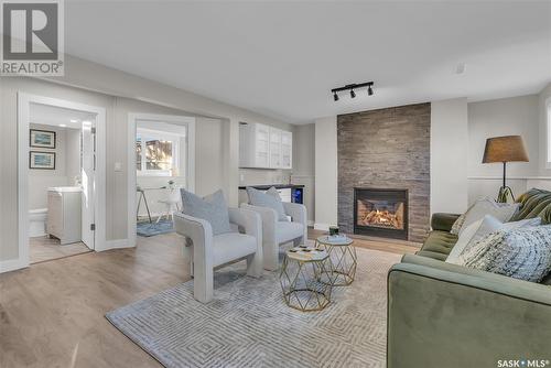 422 Crean Lane, Saskatoon, SK - Indoor Photo Showing Living Room With Fireplace