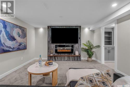 422 Crean Lane, Saskatoon, SK - Indoor Photo Showing Living Room With Fireplace