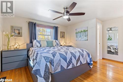 Bedroom with light hardwood / wood-style floors and ceiling fan - 2604 Homelands Drive, Mississauga, ON - Indoor Photo Showing Bedroom