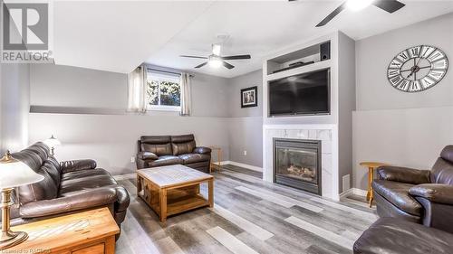 Did someone say MOVIE NIGHT? - 18 Walker Way, Sauble Beach, ON - Indoor Photo Showing Living Room With Fireplace