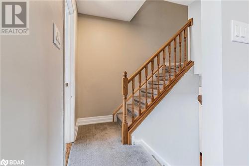 Staircase with carpet flooring - 325 William Williams Street Unit# 31, Shelburne, ON - Indoor Photo Showing Other Room