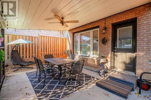 View of patio featuring ceiling fan - 2378 Headon Road, Burlington, ON - Outdoor With Deck Patio Veranda With Exterior