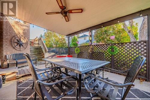 View of patio with ceiling fan - 2378 Headon Road, Burlington, ON - Outdoor With Deck Patio Veranda With Exterior