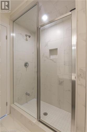 Bathroom with a shower with door - 620 Colborne Street W Unit# 42, Brantford, ON - Indoor Photo Showing Bathroom