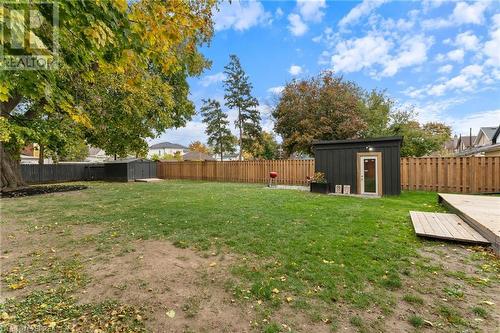 View of yard featuring a storage shed - 50 Ontario Street, Brantford, ON - Outdoor With Backyard