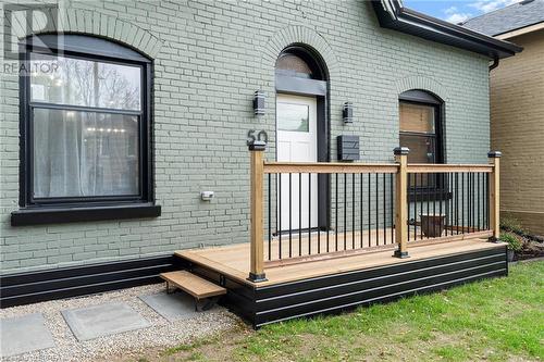 View of wooden terrace - 50 Ontario Street, Brantford, ON - Outdoor With Deck Patio Veranda With Exterior