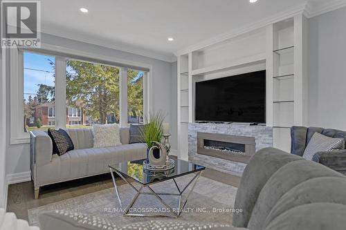 132 Marcos Boulevard, Toronto, ON - Indoor Photo Showing Living Room With Fireplace