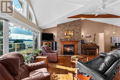 1030 Moxam Landing Road, Greater Sudbury, ON - Indoor Photo Showing Living Room With Fireplace