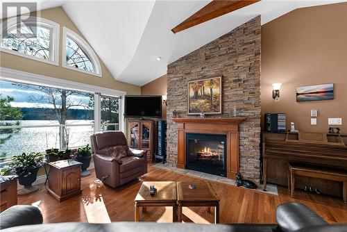 1030 Moxam Landing Road, Greater Sudbury, ON - Indoor Photo Showing Living Room With Fireplace