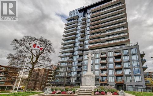 702 - 21 Park Street E, Mississauga, ON - Outdoor With Balcony With Facade