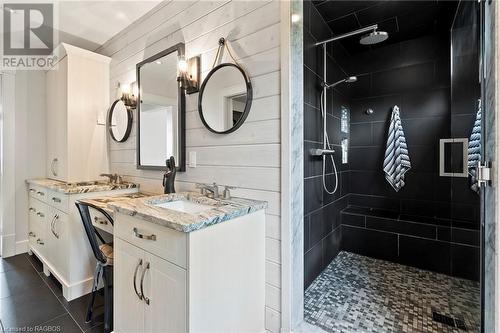 3rd Level Ensuite Walk-In Tile Shower - 98 North Shore Road, Port Elgin, ON - Indoor Photo Showing Bathroom