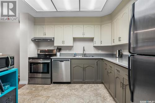 105 910 9Th Street E, Saskatoon, SK - Indoor Photo Showing Kitchen With Stainless Steel Kitchen With Double Sink