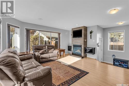 1626 Mckercher Drive, Saskatoon, SK - Indoor Photo Showing Living Room With Fireplace