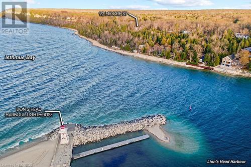 Located a top the Niagara Escarpment over looking Georgian Bay & Lions Head. - 92 Moore St, Lion'S Head, ON - Outdoor With Body Of Water With View