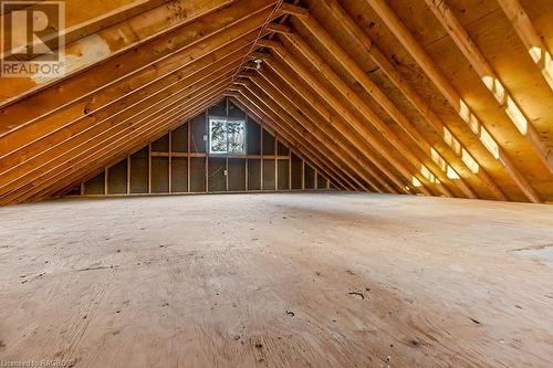 Unfinished loft area above garage could make an excellent entertainment or teen space. - 92 Moore St, Lion'S Head, ON - Indoor Photo Showing Other Room