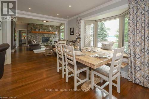 1728 Westview Point Road, Smith-Ennismore-Lakefield, ON - Indoor Photo Showing Dining Room With Fireplace