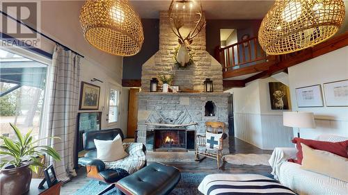 359 Ketchankookem Trail, Mindemoya, Manitoulin Island, ON - Indoor Photo Showing Living Room With Fireplace