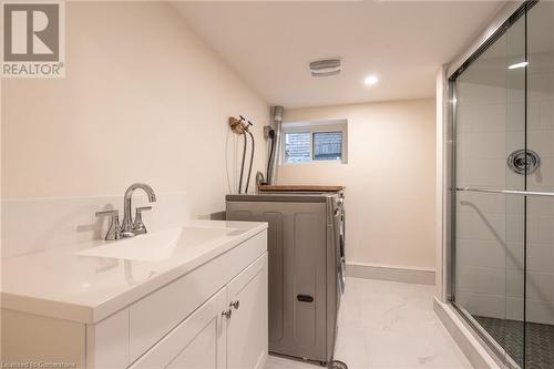 Bathroom with vanity and an enclosed shower - 262 Homewood Avenue, Hamilton, ON - Indoor Photo Showing Laundry Room