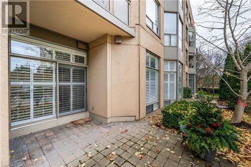 View of exterior entry featuring a patio - 2511 Lakeshore Road W Unit# 108, Oakville, ON - Outdoor