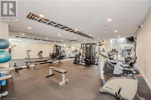 Exercise room featuring a textured ceiling - 2511 Lakeshore Road W Unit# 108, Oakville, ON - Indoor Photo Showing Gym Room