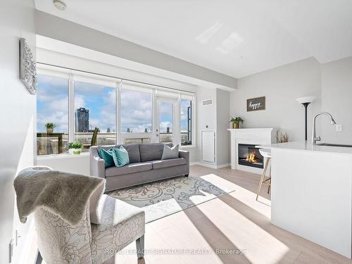 512-55 East Liberty, Toronto, ON - Indoor Photo Showing Living Room With Fireplace