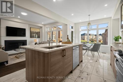 211 Thompson Drive, East Gwillimbury, ON - Indoor Photo Showing Kitchen With Fireplace With Double Sink