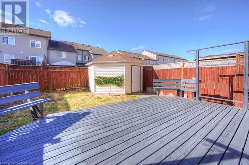 Wooden deck with a storage shed - 83 Bridlewreath Street, Kitchener, ON - Outdoor With Deck Patio Veranda With Exterior