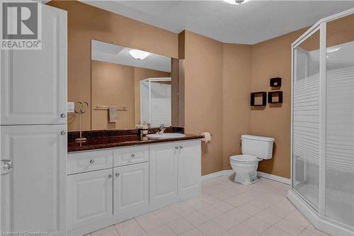 Bathroom featuring walk in shower, vanity, tile patterned floors, and toilet - 139 Shady Pine Circle, Brampton, ON - Indoor Photo Showing Bathroom