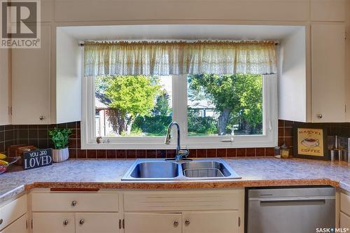 918 Henry Street, Moose Jaw, SK - Indoor Photo Showing Kitchen With Double Sink