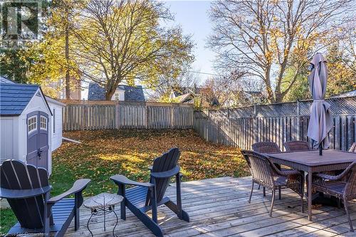 Wooden terrace with a shed - 645 Weber Street E, Kitchener, ON - Outdoor With Deck Patio Veranda