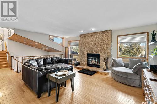 151 Neusch Crescent, Saskatoon, SK - Indoor Photo Showing Living Room With Fireplace