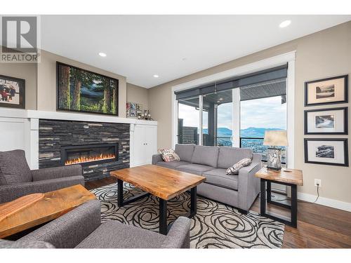 3916 Desert Drive, Vernon, BC - Indoor Photo Showing Living Room With Fireplace