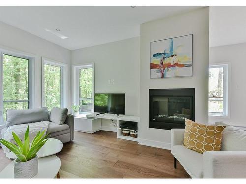 Salon - 202-89 Rue Jones, Bromont, QC - Indoor Photo Showing Living Room With Fireplace