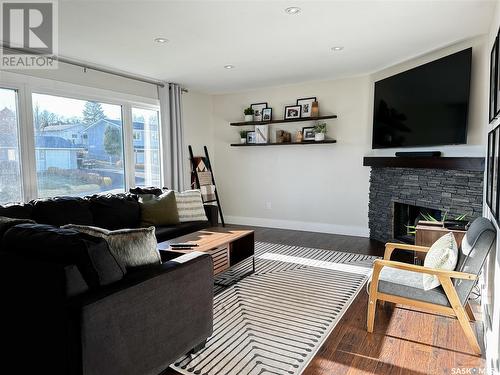 142 29Th Street, Battleford, SK - Indoor Photo Showing Living Room With Fireplace