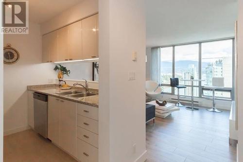 2203 1288 W Georgia Street, Vancouver, BC - Indoor Photo Showing Kitchen With Double Sink