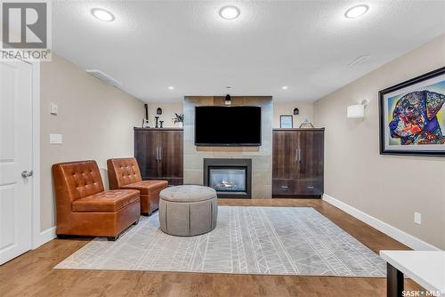 1027 Pezer Crescent, Saskatoon, SK - Indoor Photo Showing Living Room With Fireplace